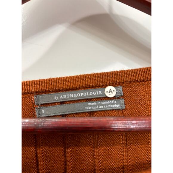 Anthropologie Karla Boat Neck Sweater Dolman Sleeve Rib Knit Alpaca Wool Pecan - Picture 7 of 9